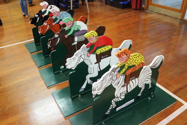 wooden horses at our race night